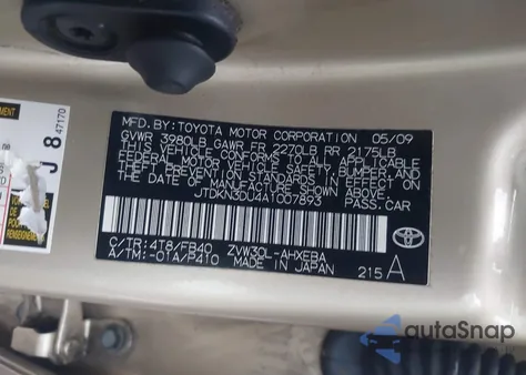 2010 Toyota Prius Iii из США, поврежденный, VIN JTDKN3DU4A1007893